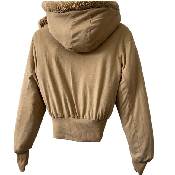 Alo Yoga Foxy Sherpa Teddy Jacket Removable Hood Camel Size Small EUC - Picture 10 of 16